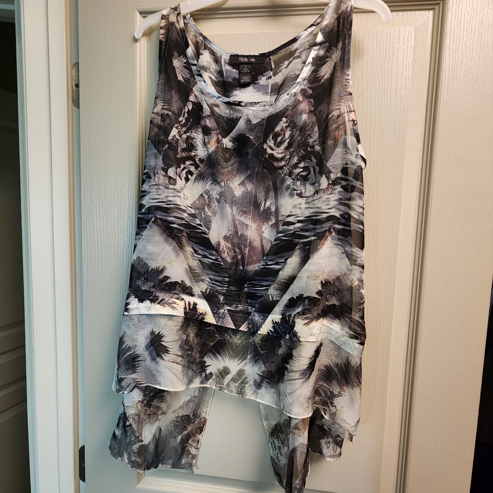 Style & Co Sheer Sleeveless Blouse